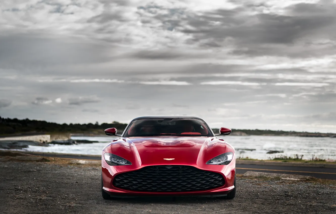 Photo wallpaper red, Aston Martin, coupe, grille, front view, Zagato, 2020, V12 Twin-Turbo, DBS GT Zagato, 760 …
