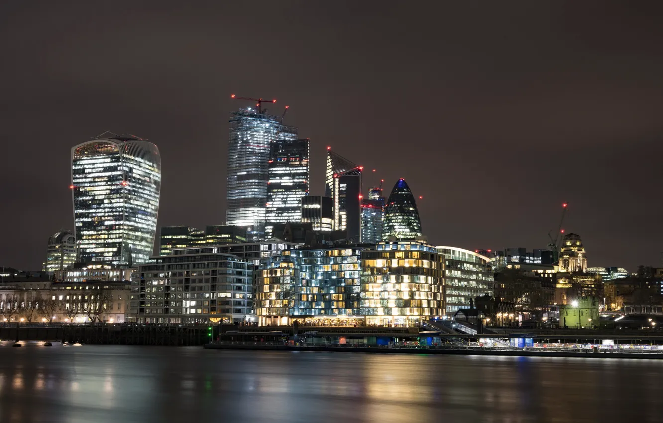 Wallpaper Night Lights, Long Exposure, modern architecture, London Skyline  images for desktop, section город - download