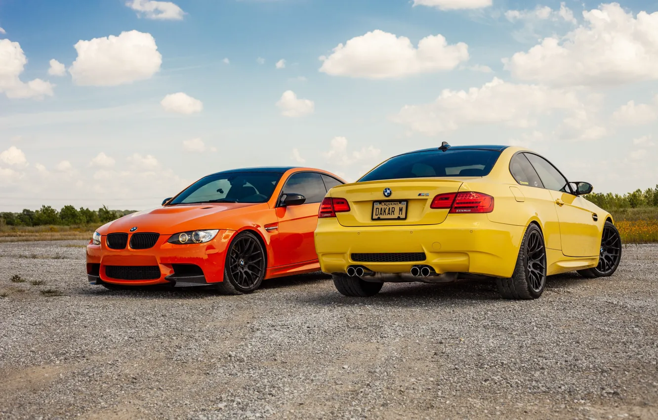 Photo wallpaper BMW, Orange, Yellow, E92, M3, Lime Rock