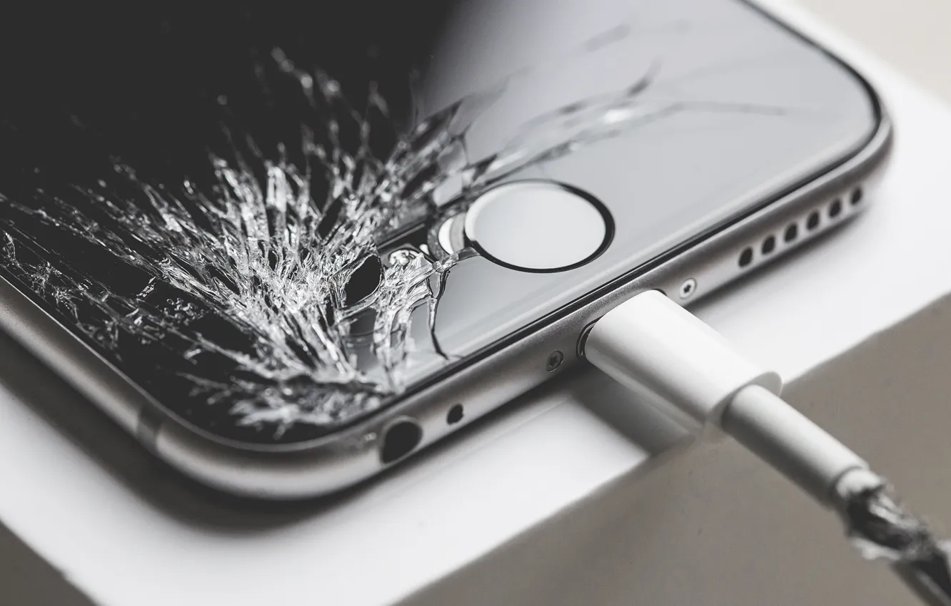 Photo wallpaper iphone, charging, screen, broke