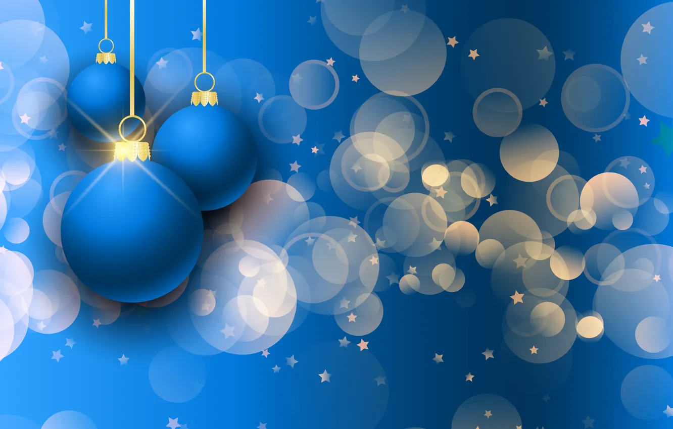 Wallpaper stars, blue, background, holiday, balls, toys, new year, bokeh,  baubles images for desktop, section новый год - download