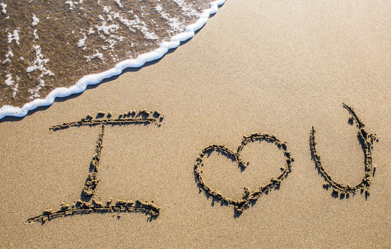 Photo wallpaper sand, sea, beach, love, beach, sea, romantic, sand, I love You
