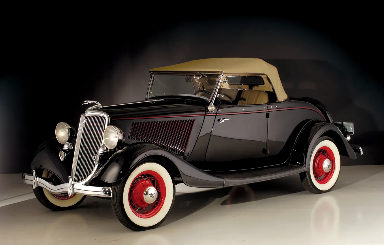 Photo wallpaper auto, old, retro, Ford, 1934, V8, Deluxe Roadster