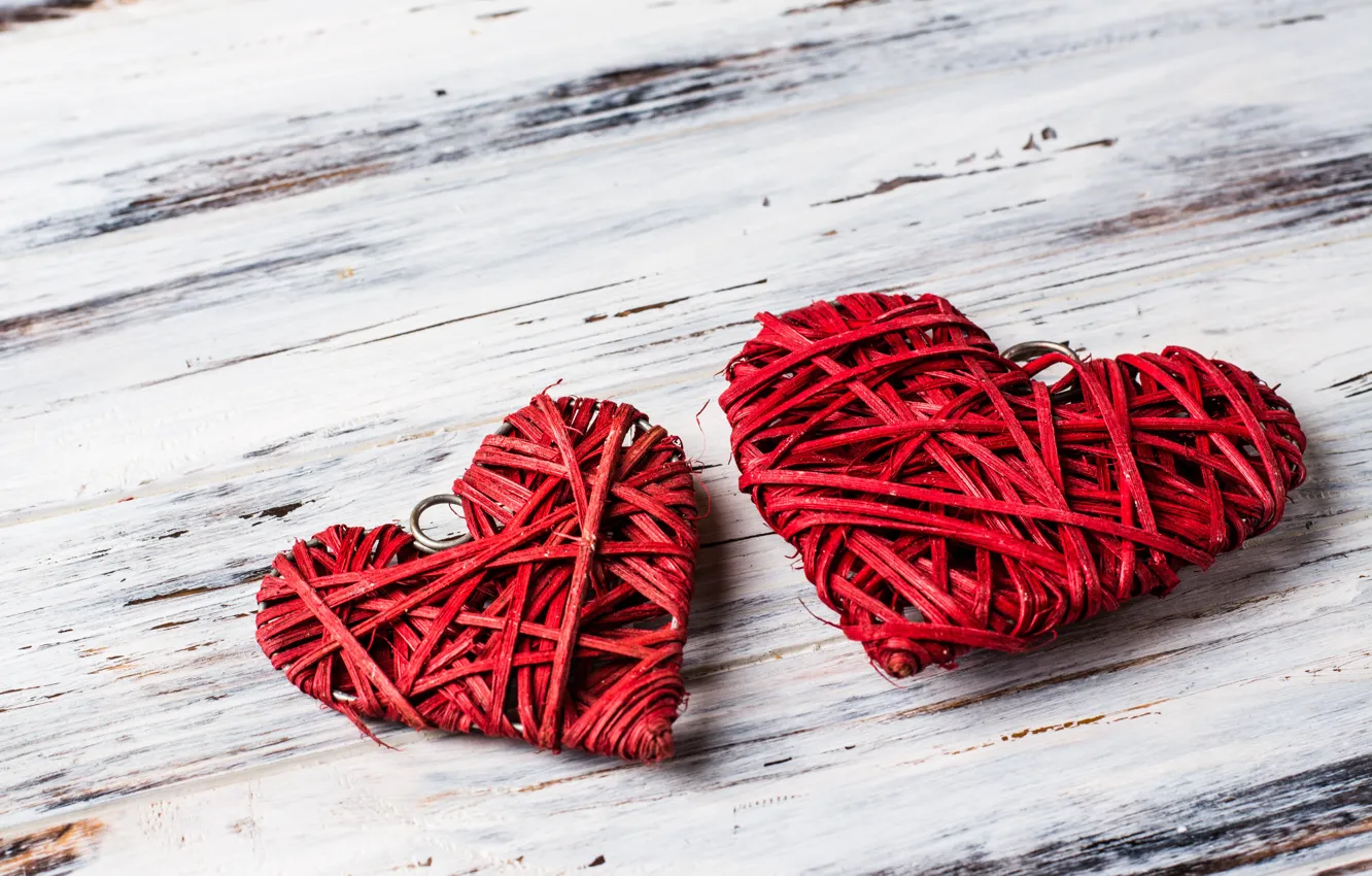Photo wallpaper love, heart, hearts, red, love, wood, romantic, hearts, valentine's day