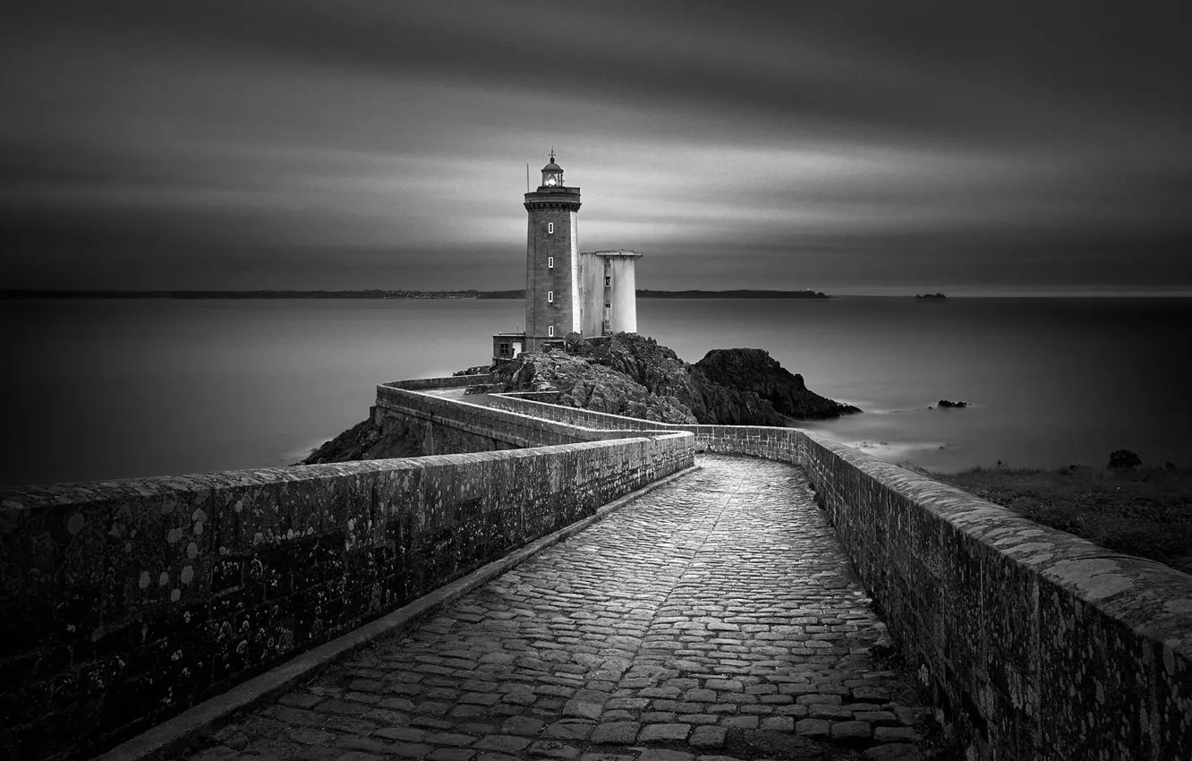 Photo wallpaper road, sea, France, Lighthouse, Little Kitty, Petit Mine