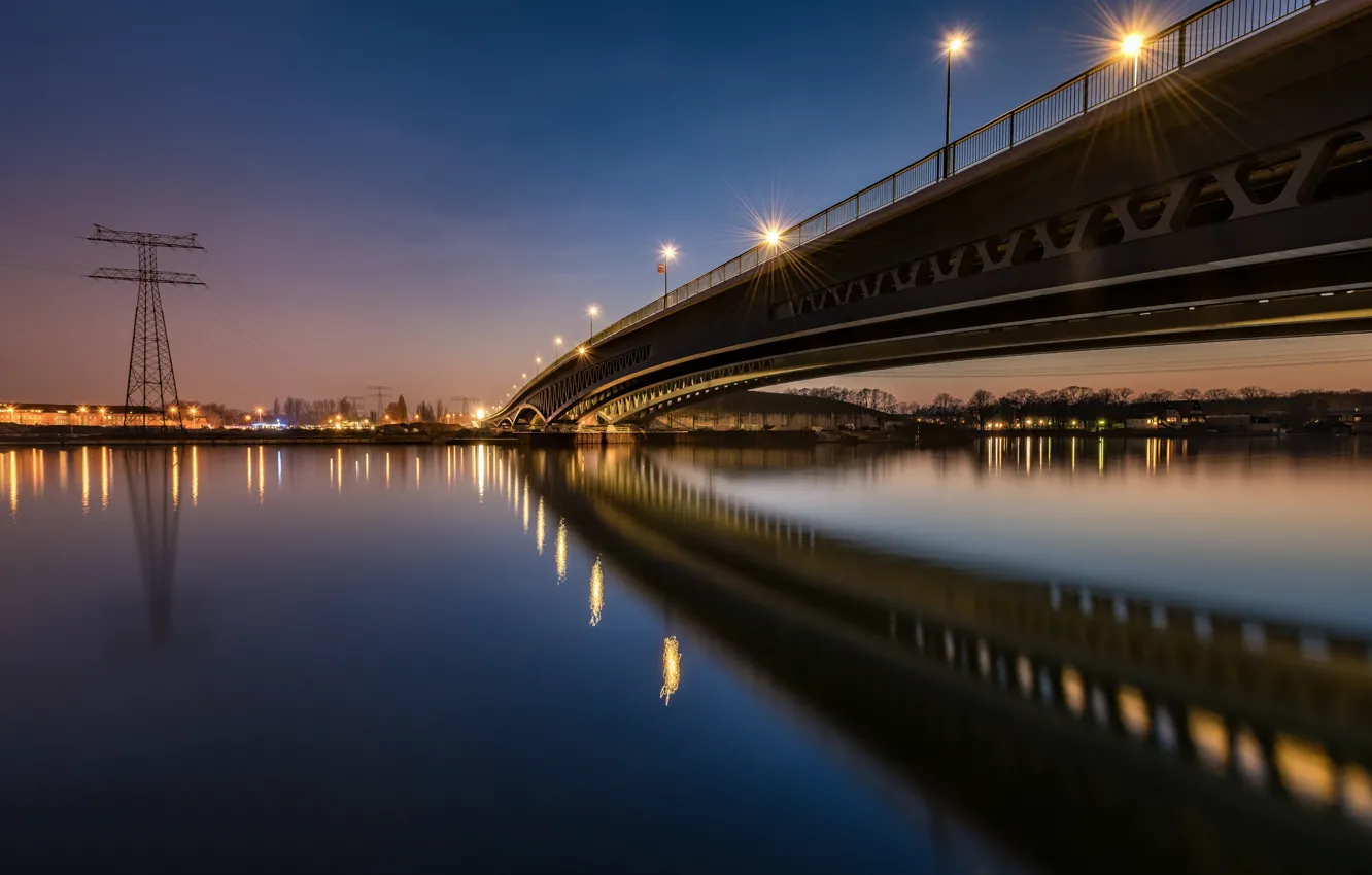 Photo wallpaper bridge, lights, the evening, Germany, Berlin, Minna-The Death Of Hagen-Bridge