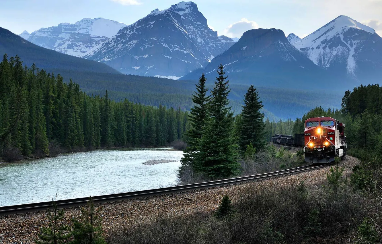 Wallpaper mountains, train, Canada, Albert, National Park, Banff images for  desktop, section пейзажи - download