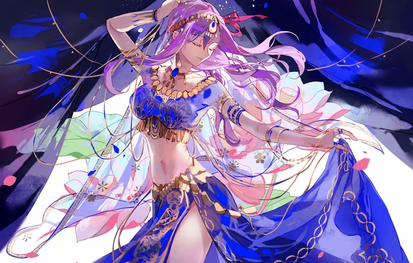 Wallpaper girl, sexy, pink hair, long hair, anime, beautiful, pretty,  attractive, handsome, skirt, Fate Series, Fate Grand Order, mini blouse,  indian clothes, Parvati images for desktop, section сэйнэн - download