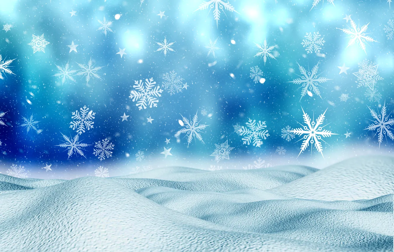 Photo wallpaper winter, snow, snowflakes, background, Christmas, blue, winter, background, snow, snowflakes