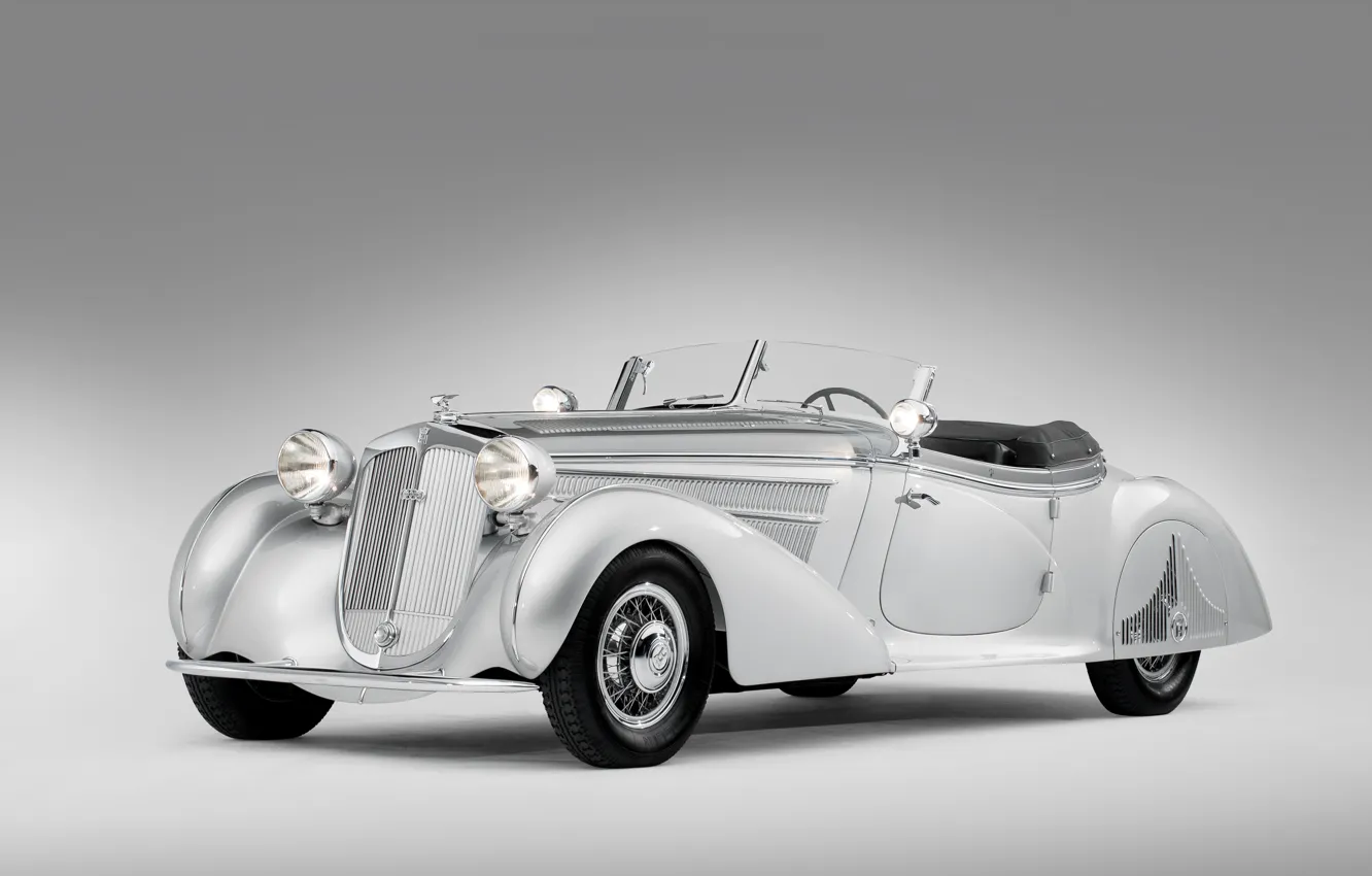 Photo wallpaper old, retro, grey background, rarity, 1938, Horch, 853, Special Roadster by Erdmann & Rossi