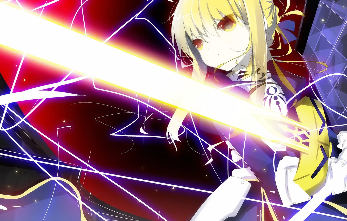 Wallpaper Girl Sword Glows The Saber Artoria Pendragon Fate Stay Night Excalibur Fate Stay Night Images For Desktop Section Syonen Download