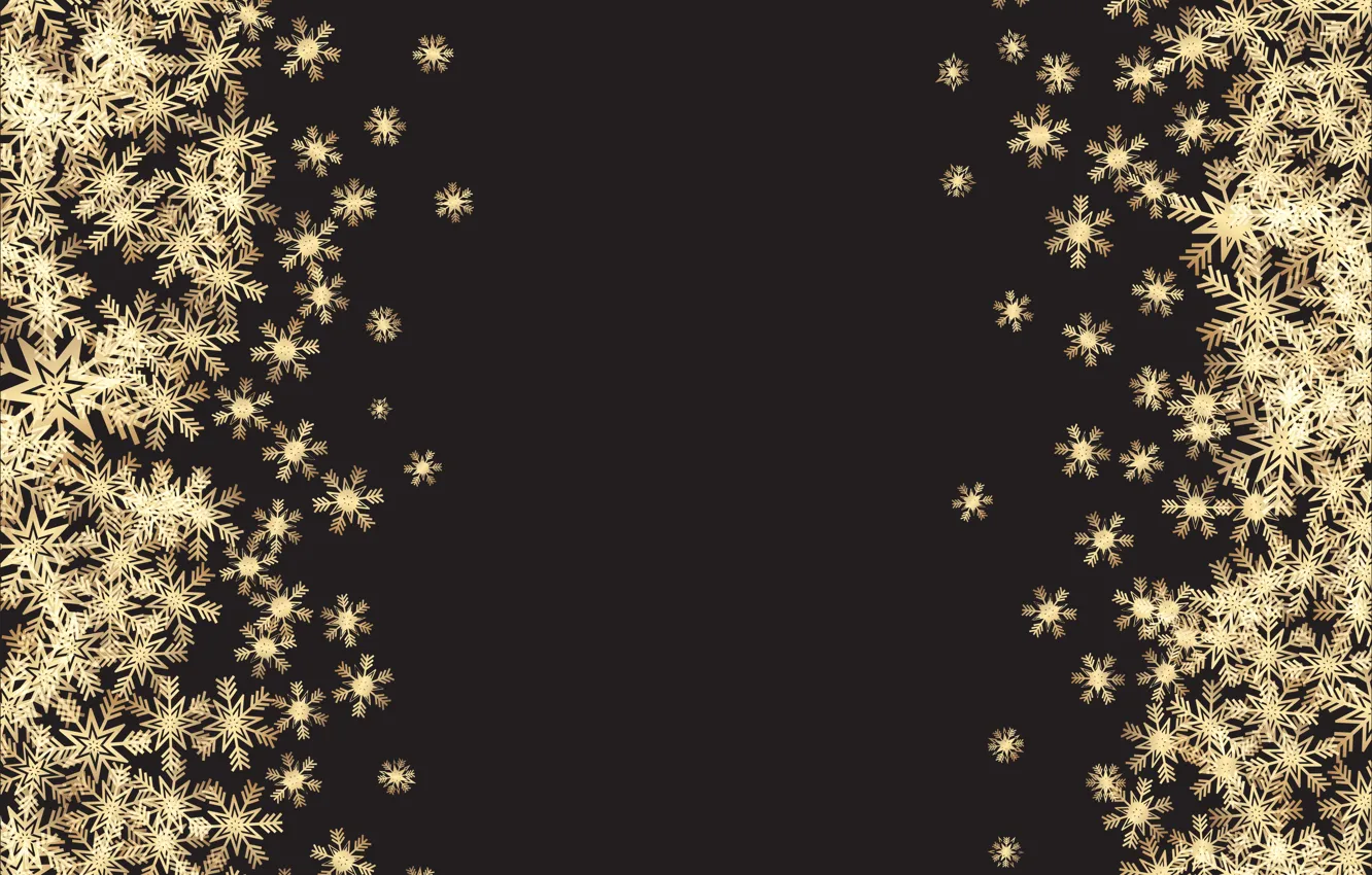 Photo wallpaper snowflakes, background, black, texture, gold, snowflakes