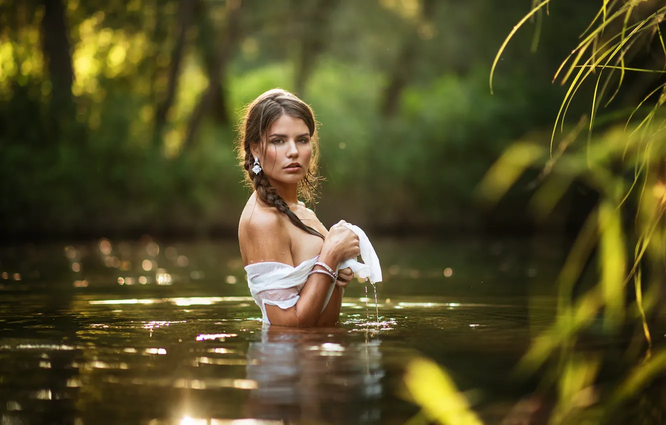 Photo wallpaper look, beautiful girl, in the water, sexy, backwater, appearance, charming, Miki Macovei Come With