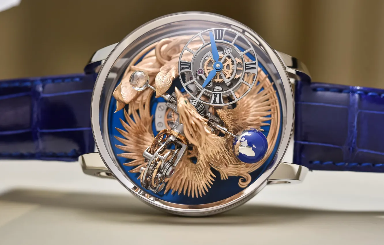 Photo wallpaper bird, watch, the globe, Phoenix, luxury, Jacob & Co, Astronomia Art Phoenix
