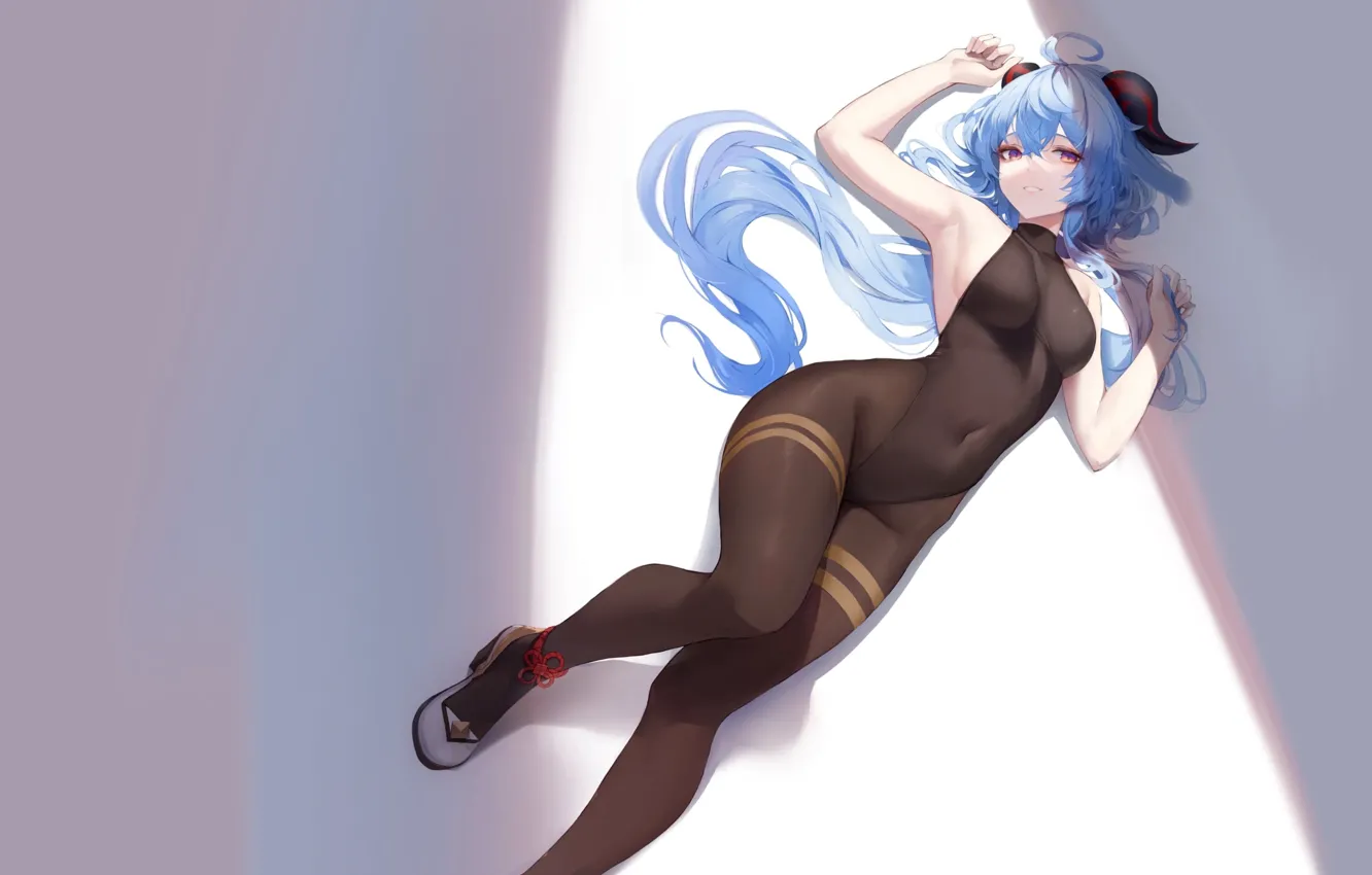 Wallpaper girl, hot, sexy, anime, stockings, figure, pretty, babe, cute,  tights, genshin impact, genshin, blue haired images for desktop, section  сэйнэн - download