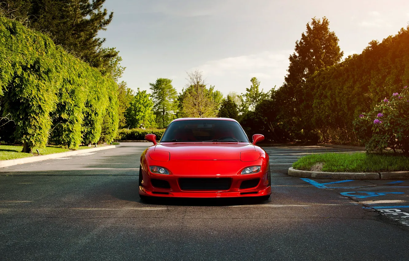 Photo wallpaper Red, RX-7, Road
