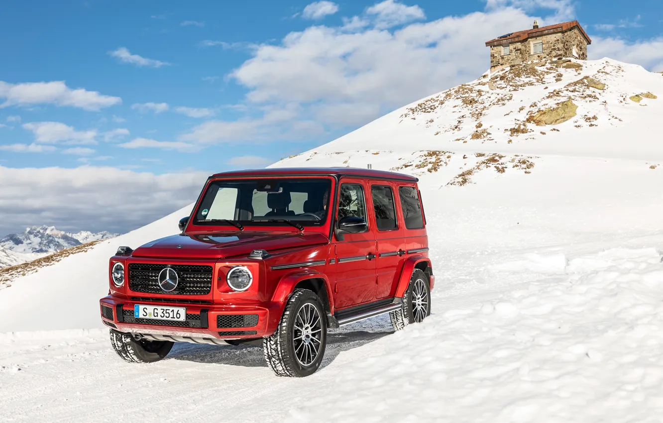 Photo wallpaper winter, auto, snow, Mercedes-Benz, AMG, G-class, G 350