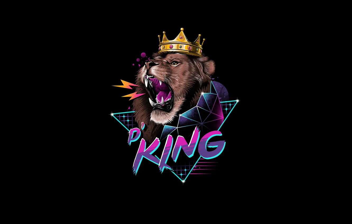 Wallpaper Minimalism, Cat, Style, Leo, Background, King, King, Art, Art,  Style, Cat, Lion, Background, Roar, Illustration, Crown images for desktop,  section минимализм - download