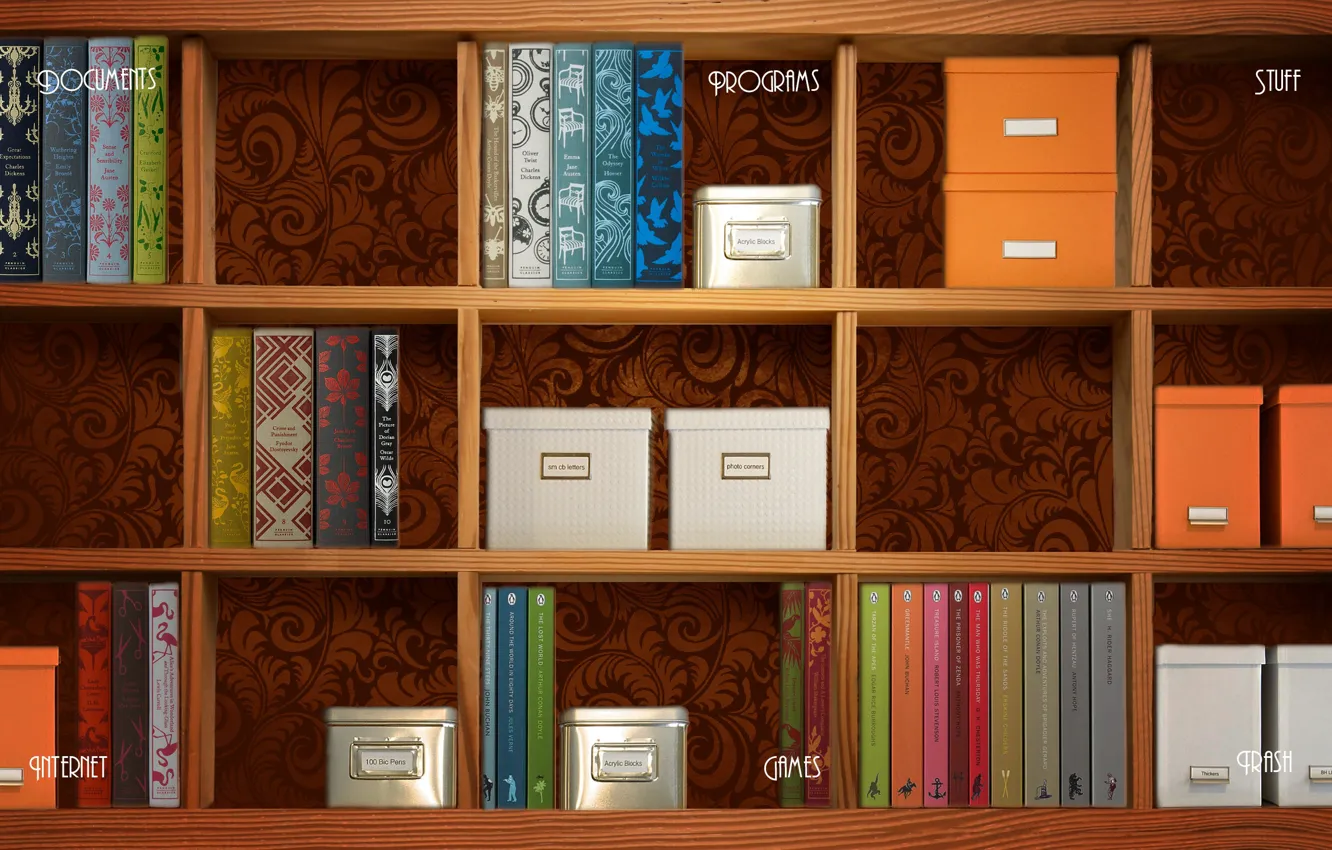Photo wallpaper Desk, order, folder, organizer, sections for folders