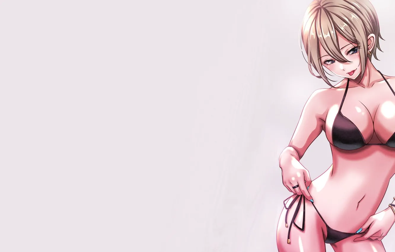 Wallpaper girl, sexy, Anime, boobs, blonde, breasts, bikini, smiling images  for desktop, section сэйнэн - download