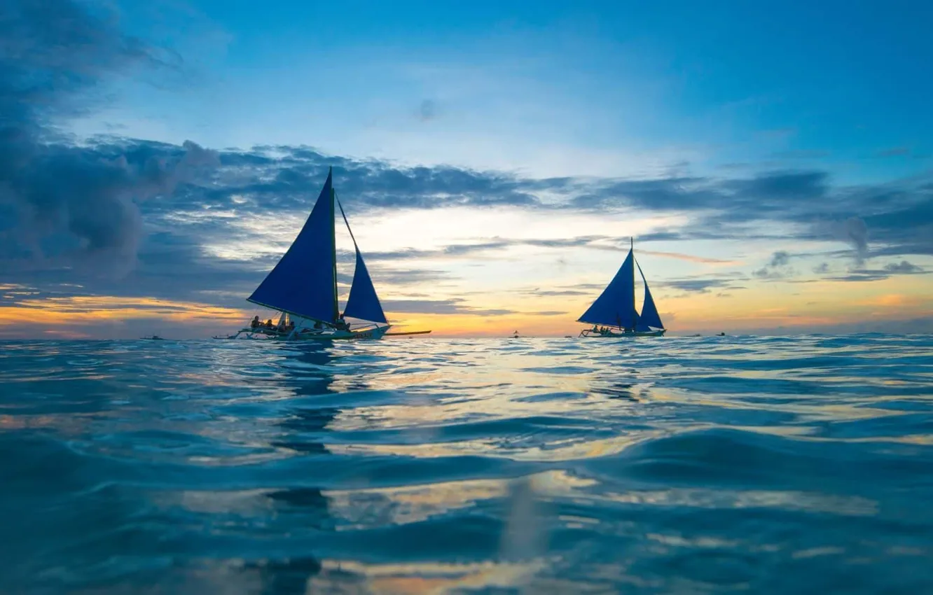 Photo wallpaper sea, sails, float, athletes, training, sailing, sailing, sail boats, спортивные лодки, YX9LT
