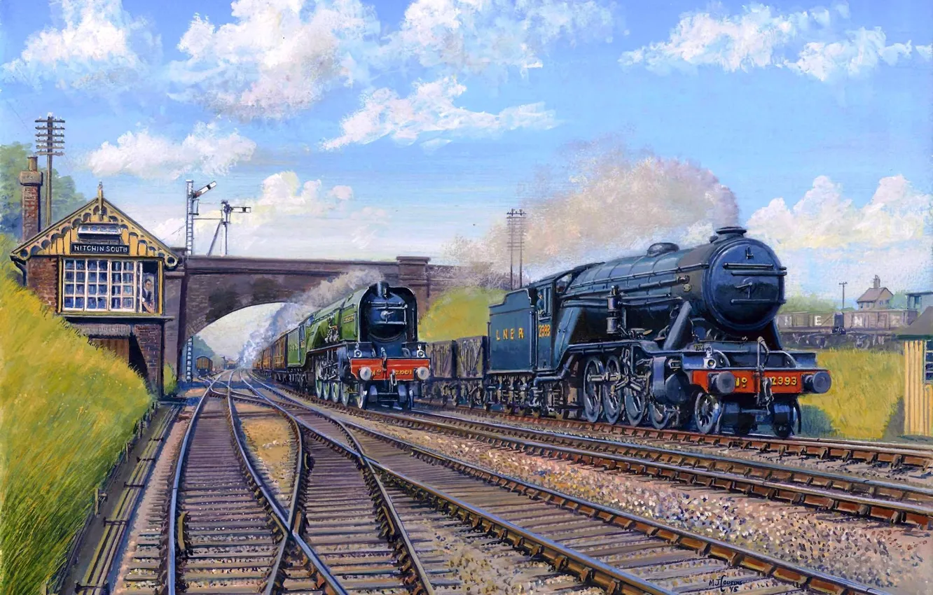 Wallpaper train, rail, oil painting, steam train images for desktop,  section живопись - download