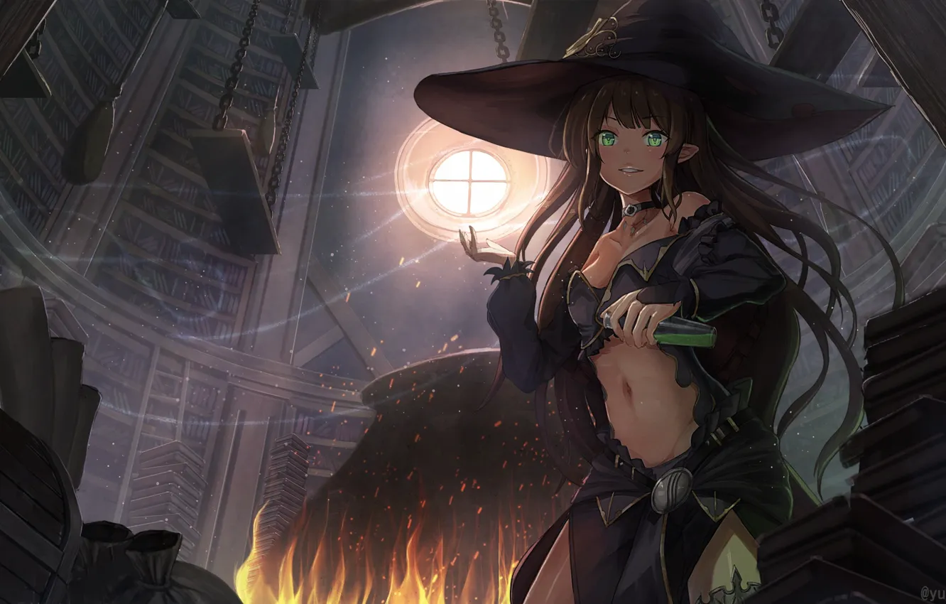 Photo wallpaper Girl, Hat, Witch