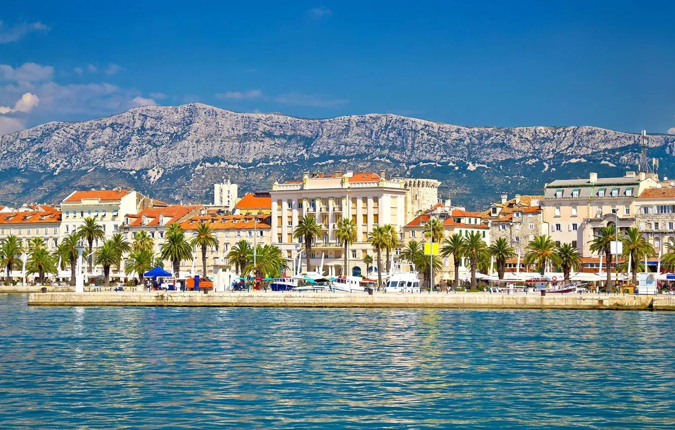 Photo wallpaper sea, the city, promenade, Croatia, Split, Jadran