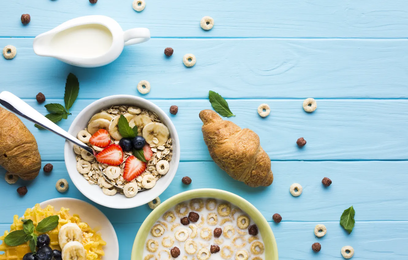 Wallpaper berries, Breakfast, milk, cereal images for desktop, section ...
