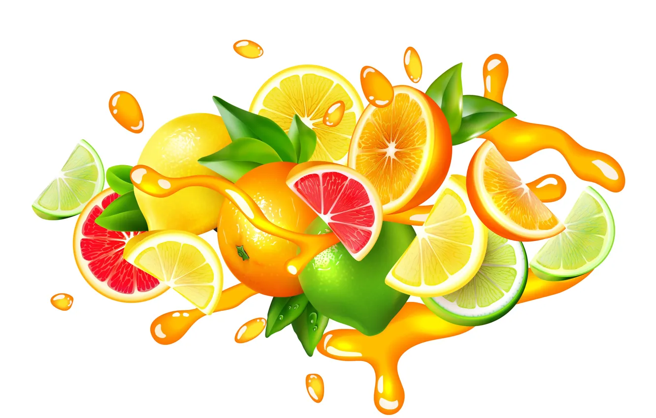 Wallpaper white, background, splash, colorful, juice, drops, lemonade,  fruits, citrus, citrus, composition images for desktop, section рендеринг -  download