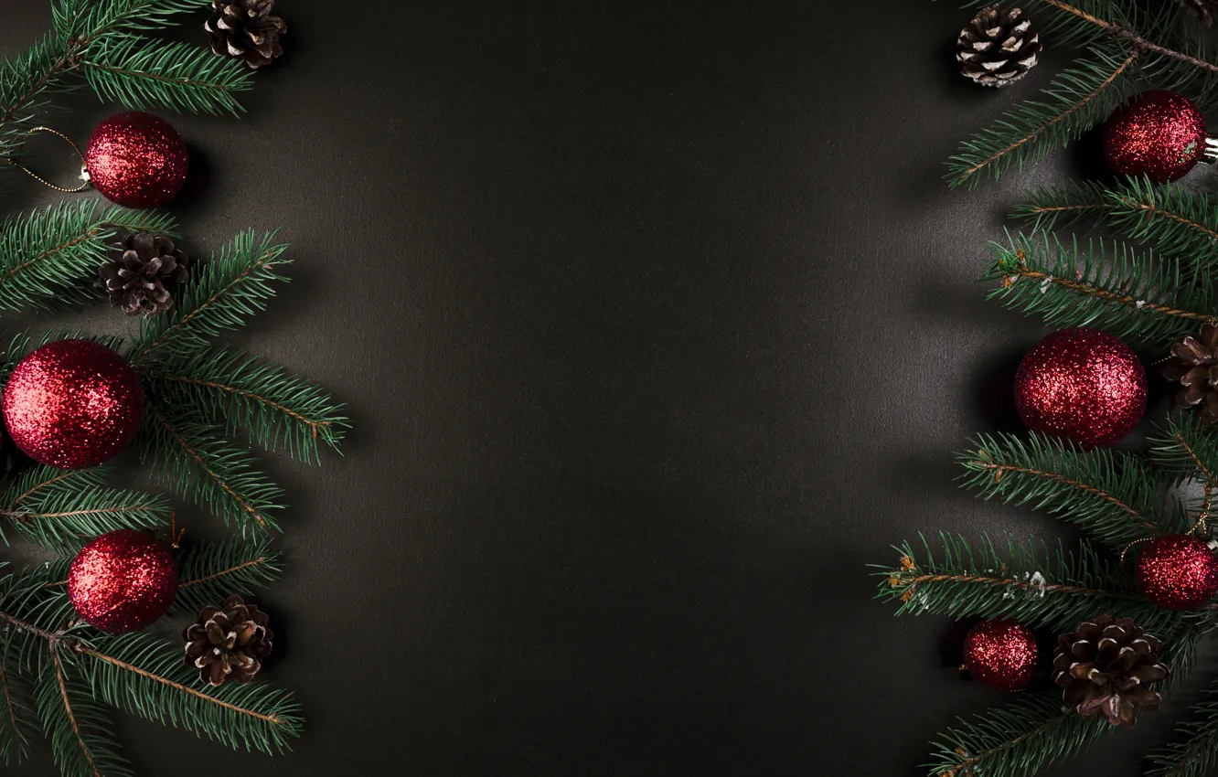 Photo wallpaper balls, tree, New Year, Christmas, Christmas, balls, New Year, decoration, Merry, fir tree, fir-tree branches