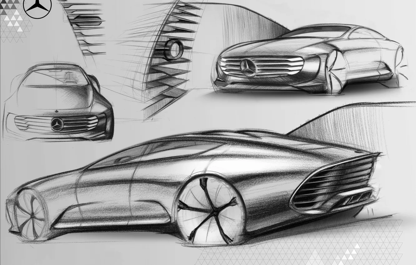 Photo wallpaper Mercedes-Benz, drawings, exterior, 2015, Intelligent Aerodynamic Automobile, Concept IAA