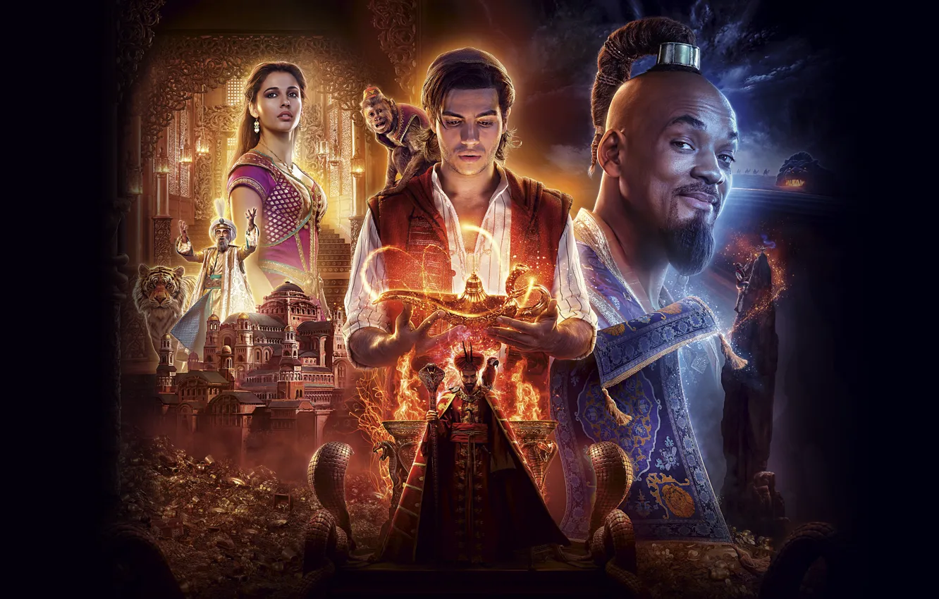 Wallpaper Disney, Fantasy, Clouds, Tiger, the, Night, Palace, Family,  Aladdin, Will Smith, year, Castle, Magic, Princess, Parrot, Bird images for  desktop, section фильмы - download