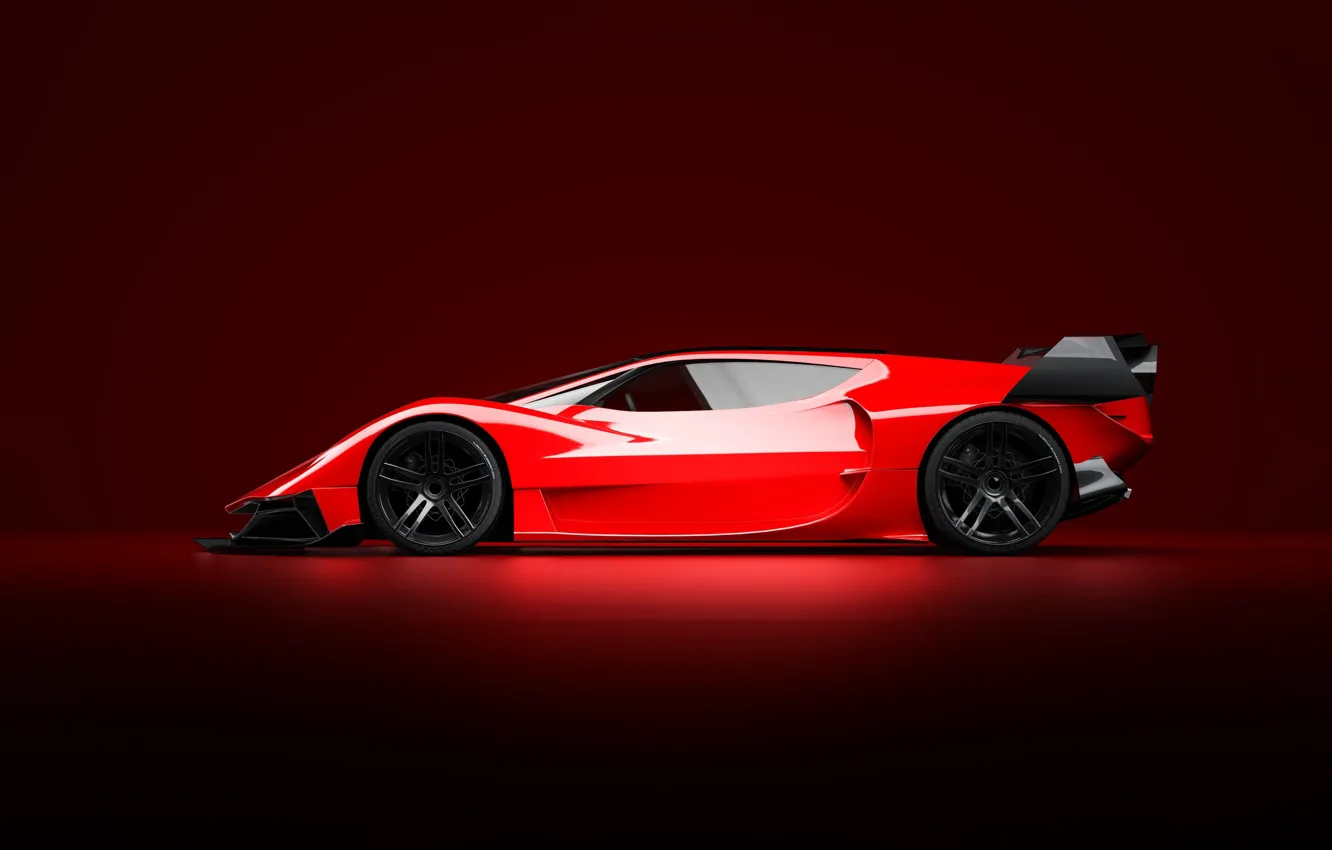 Wallpaper Red, Auto, Machine, Style, Background, Red, Car, Art, Render,  Design, Supercar, Supercar, Sports car, Sportcar, Side view, Transport &  Vehicles images for desktop, section рендеринг - download