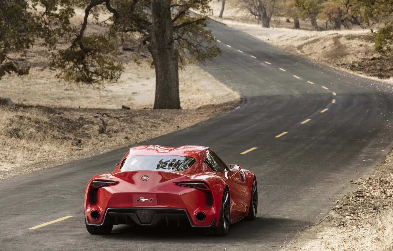 Photo wallpaper red, coupe, turn, back, Toyota, 2014, FT-1 Concept