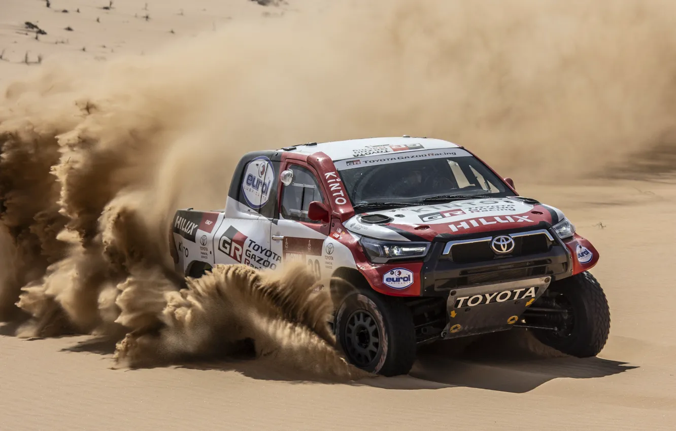 Photo wallpaper speed, Toyota, pickup, Hilux, 2020, Rally Dakar, 2021, Gazoo Racing