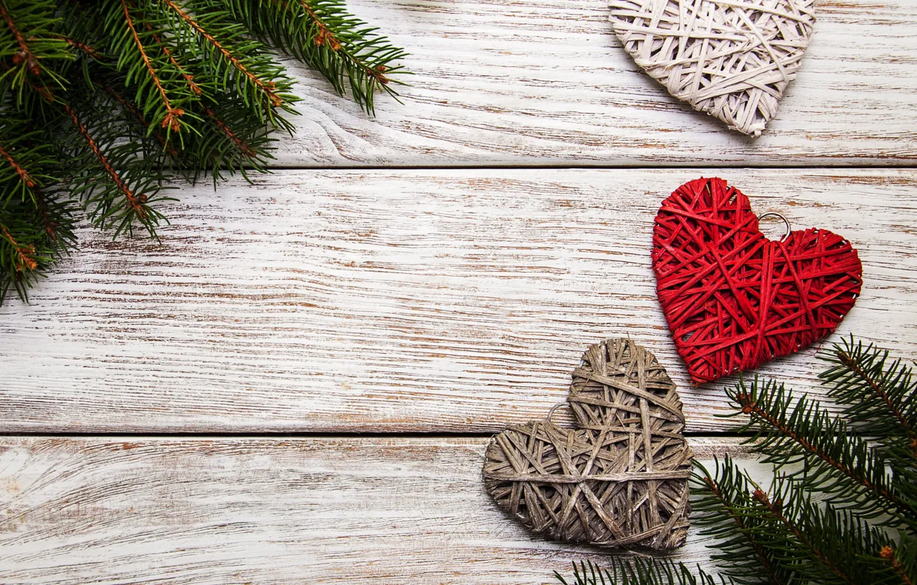 Wallpaper decoration, heart, New Year, Christmas, love, christmas, wood,  hearts, merry, decoration, fir tree, fir-tree branches images for desktop,  section новый год - download