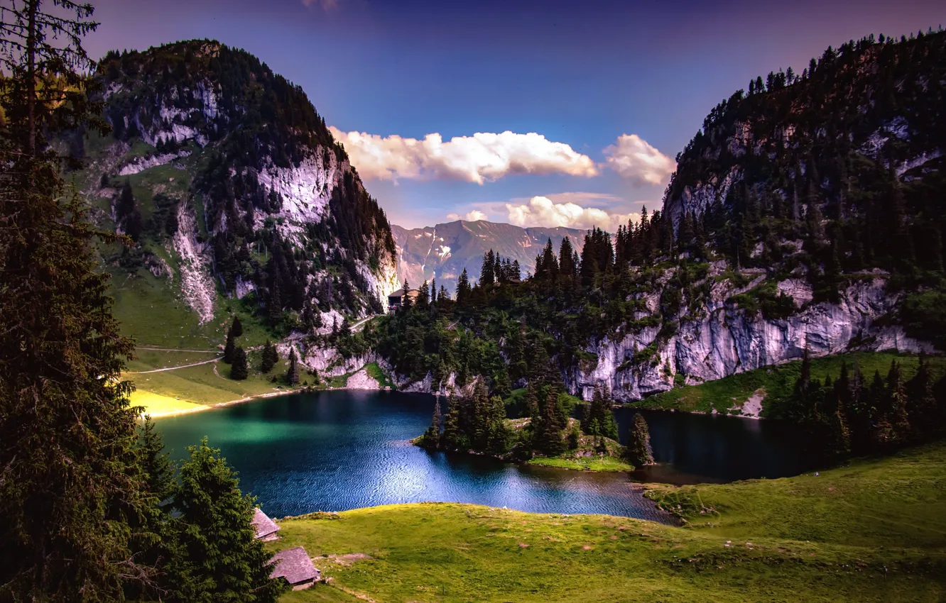 Wallpaper mountains, lake, Switzerland, Stockhorn Romance, Hinterstockensee  images for desktop, section пейзажи - download