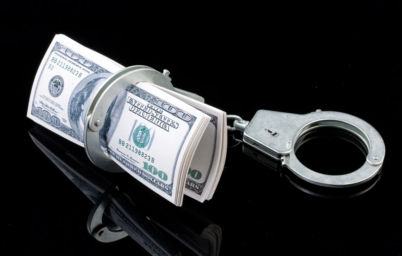Photo wallpaper money, handcuffs, currency