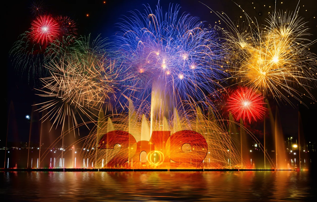 Photo wallpaper holiday, New Year, fireworks