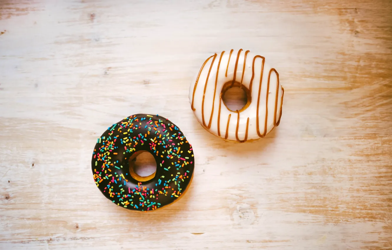 Photo wallpaper photo, Food, Donuts, Two
