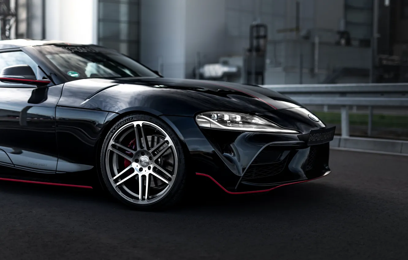 Photo wallpaper black, coupe, Toyota, Supra, the front part, the fifth generation, mk5, Manhart, double, 2020, GR …