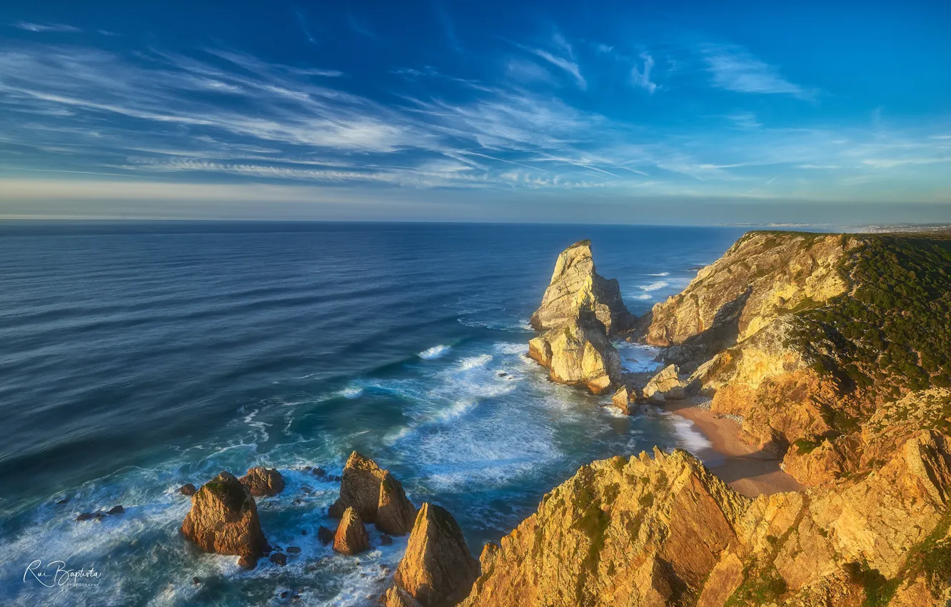Photo wallpaper the ocean, rocks, coast, Portugal, Portugal, The Atlantic ocean, Atlantic Ocean, Sintra, Sintra, Praia da …