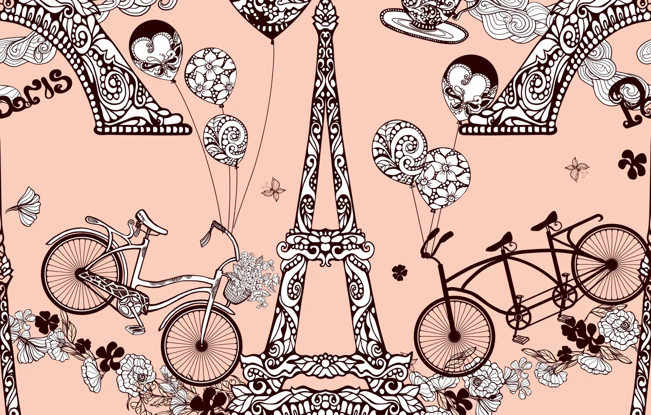 Wallpaper background, Love, Paper, Paris, Travel, Pattern, Ornament,  Seamless images for desktop, section текстуры - download