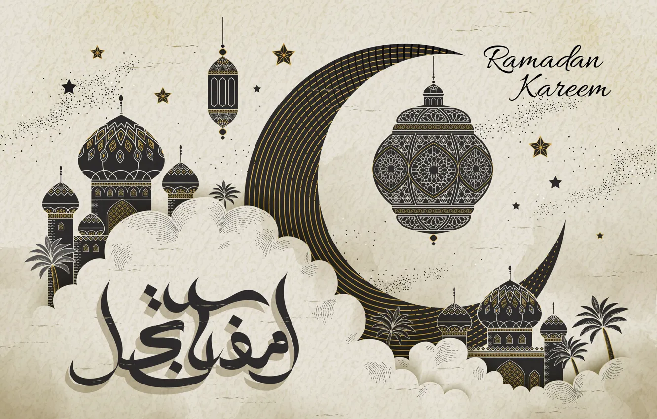 Wallpaper clouds, the city, a month, religion, Ramadan images for desktop,  section праздники - download