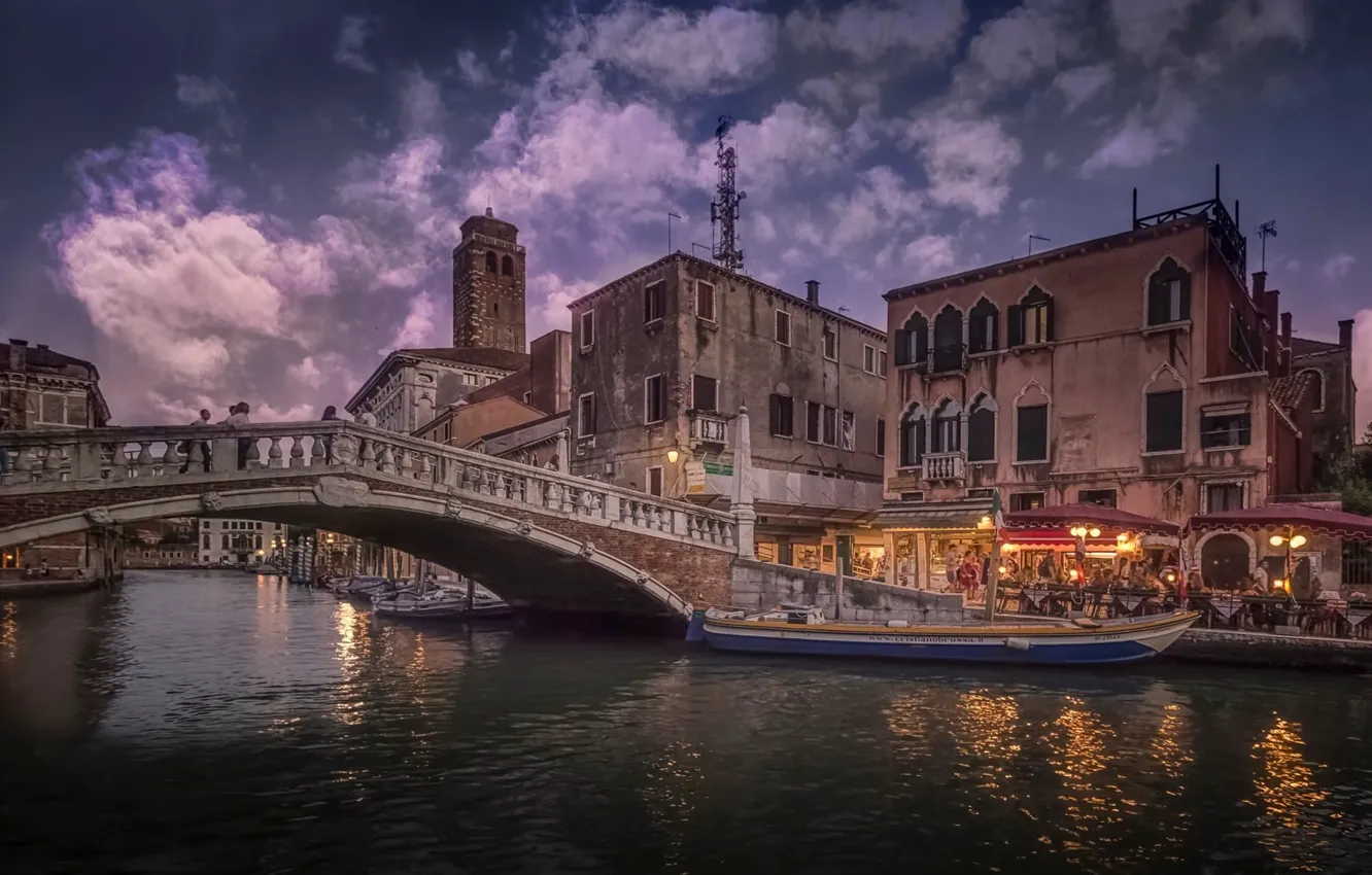 Photo wallpaper the city, river, boat, Venice, Italy