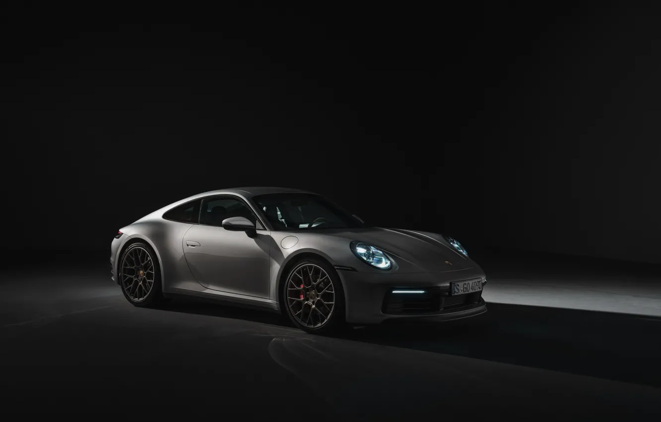 Photo wallpaper coupe, 911, Porsche, the dark background, Carrera 4S, 992, 2019