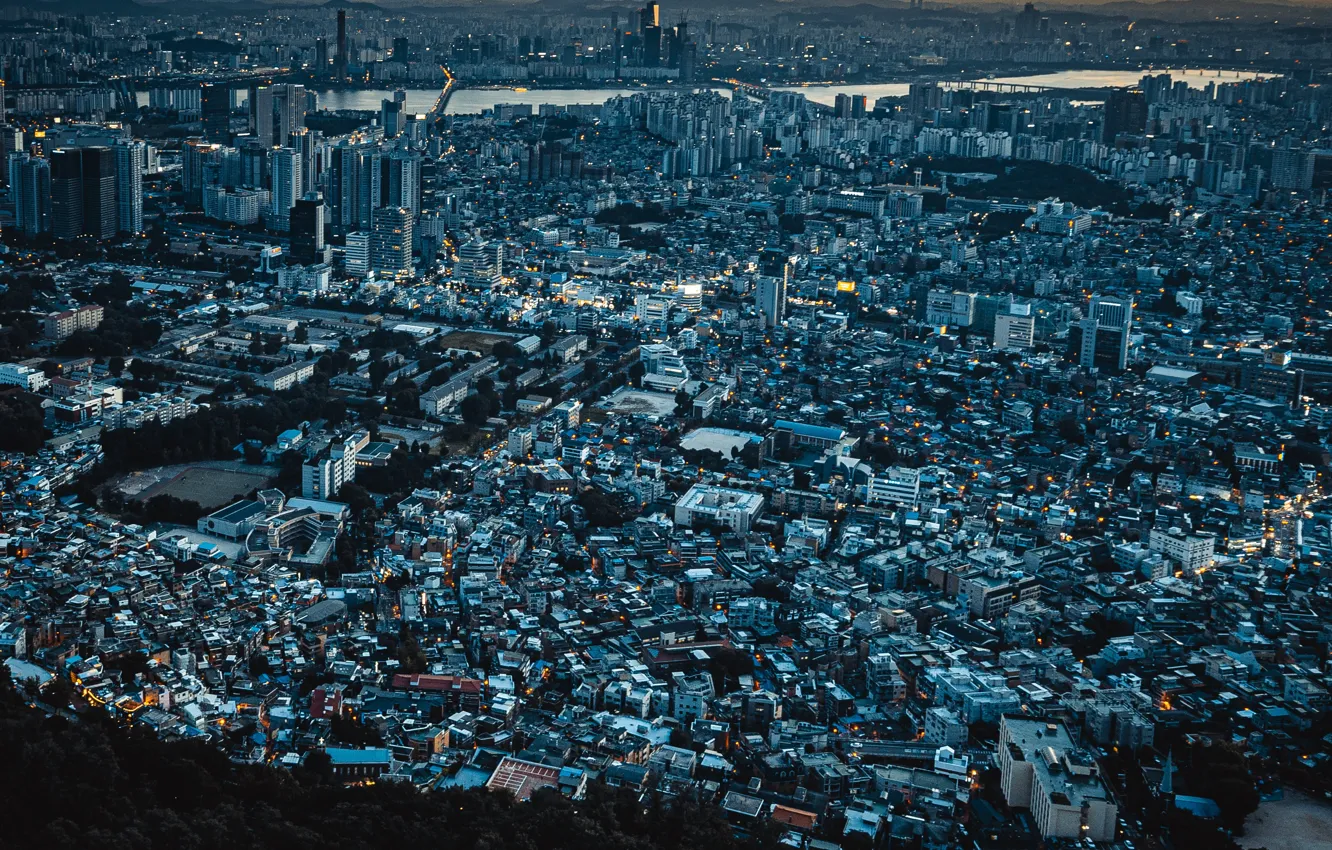 Photo wallpaper the city, panorama, Seoul