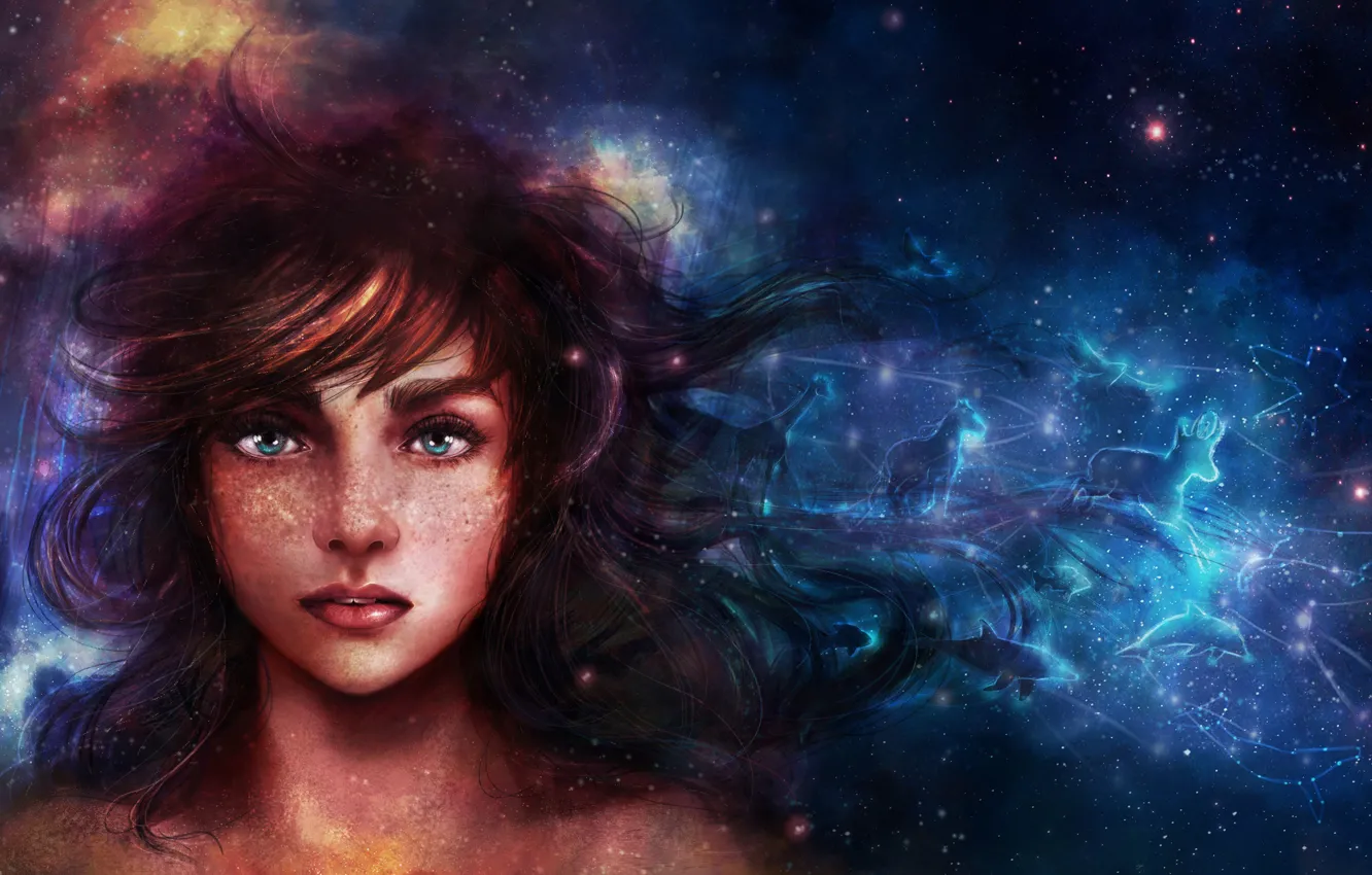 Wallpaper look, girl, space, nebula, portrait images for desktop, section  фантастика - download