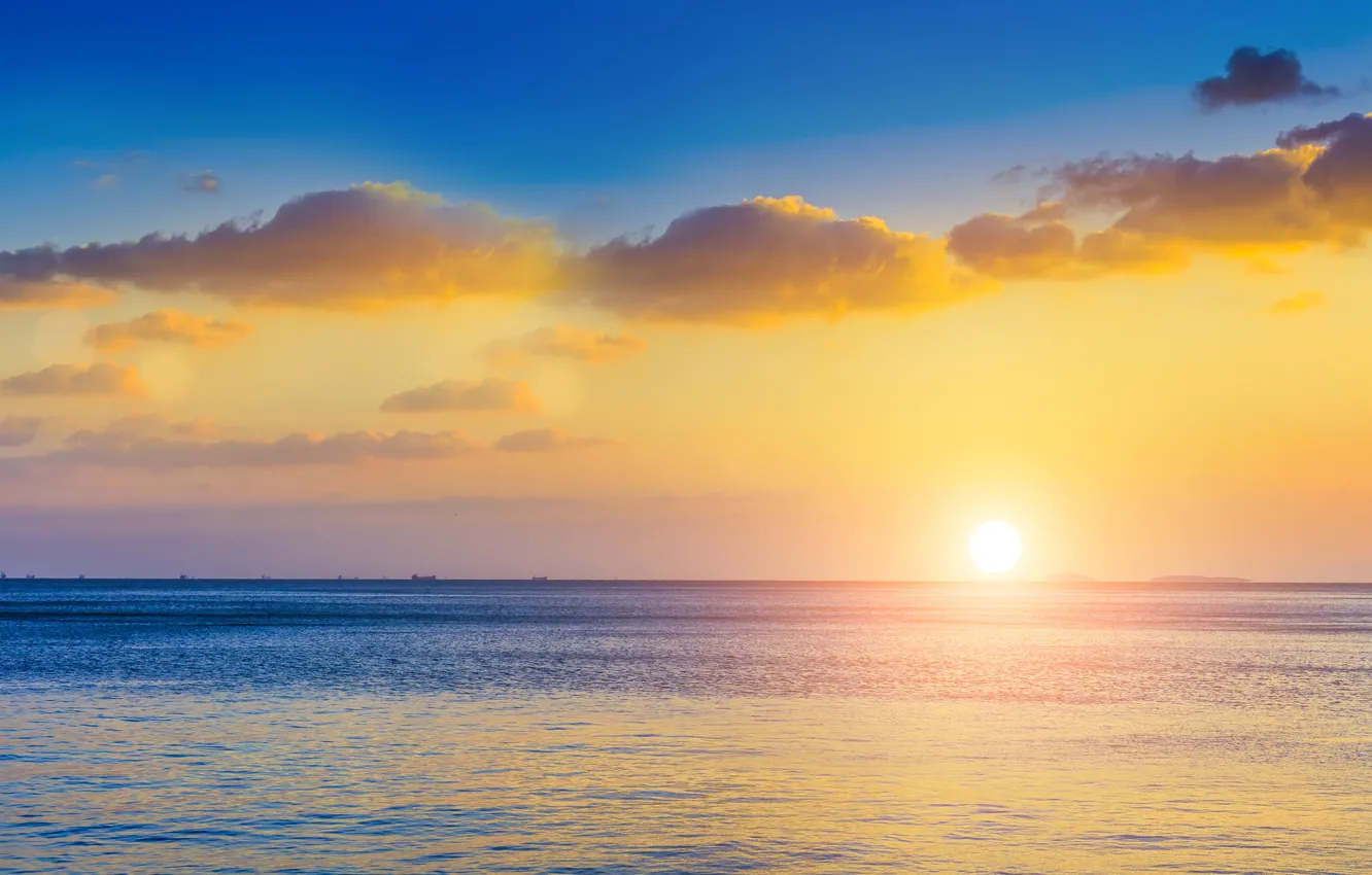Wallpaper sea, color, the sun, clouds, sunset, bright images for desktop,  section пейзажи - download